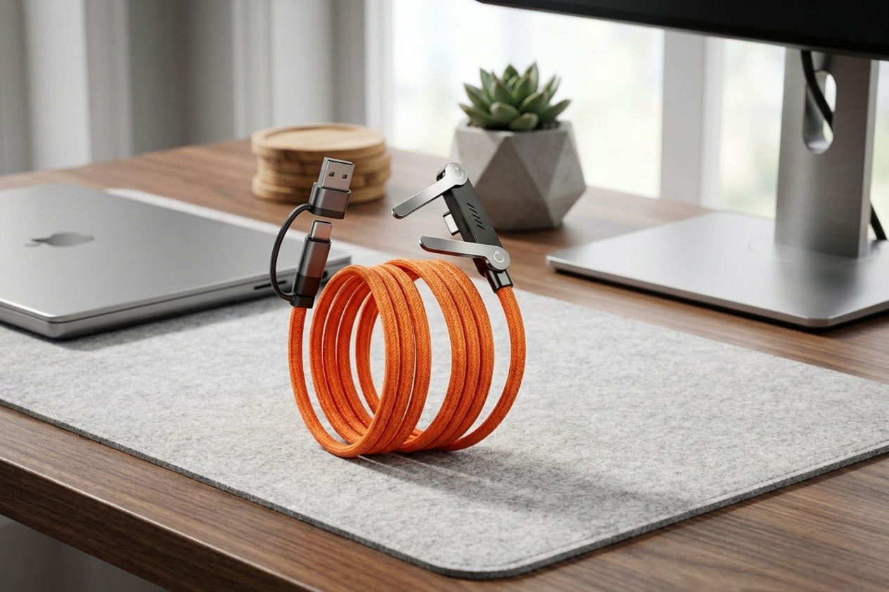 2-in-1 Fast Charging Cable with Built-in Phone Stand